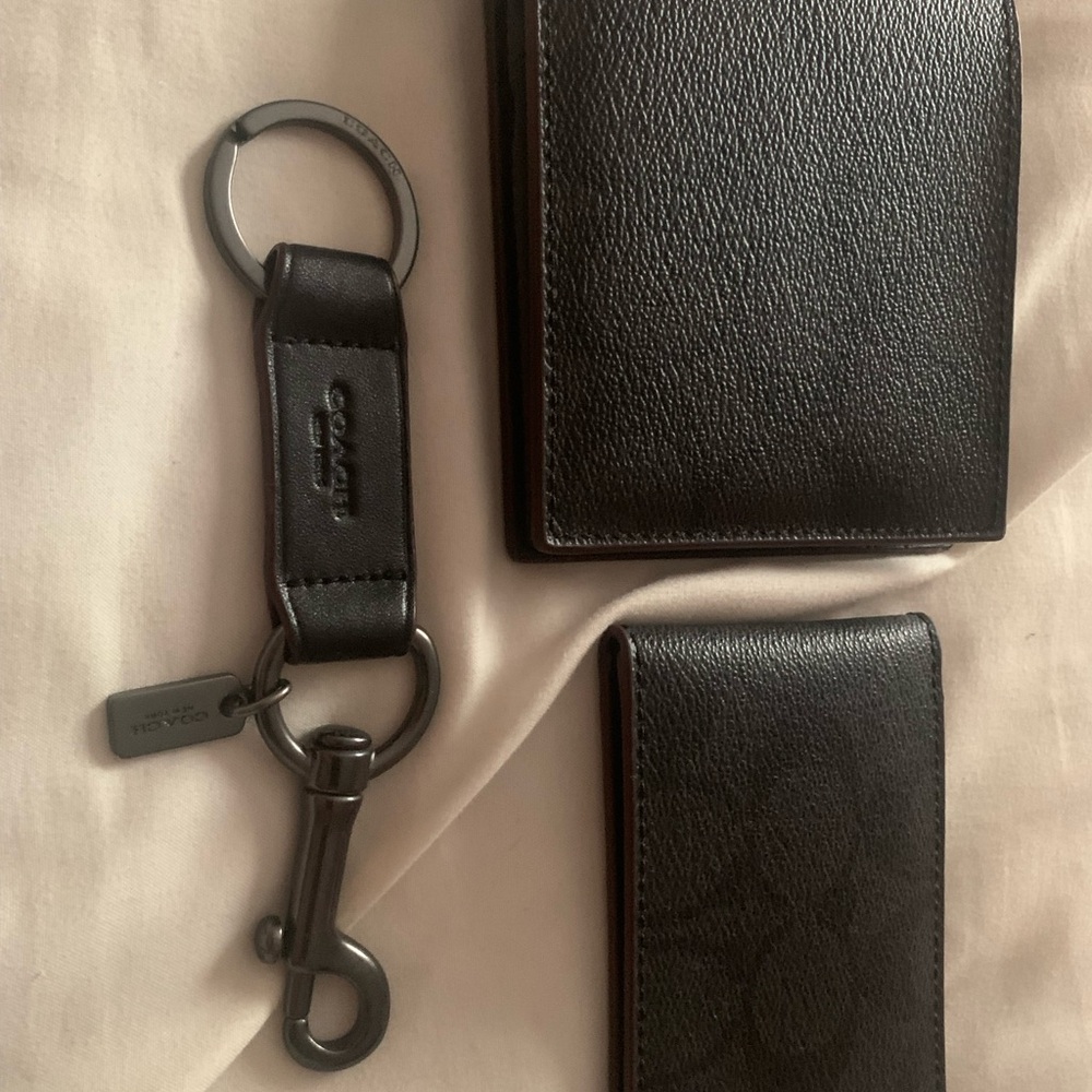 Coach Black Leather Accessory Set